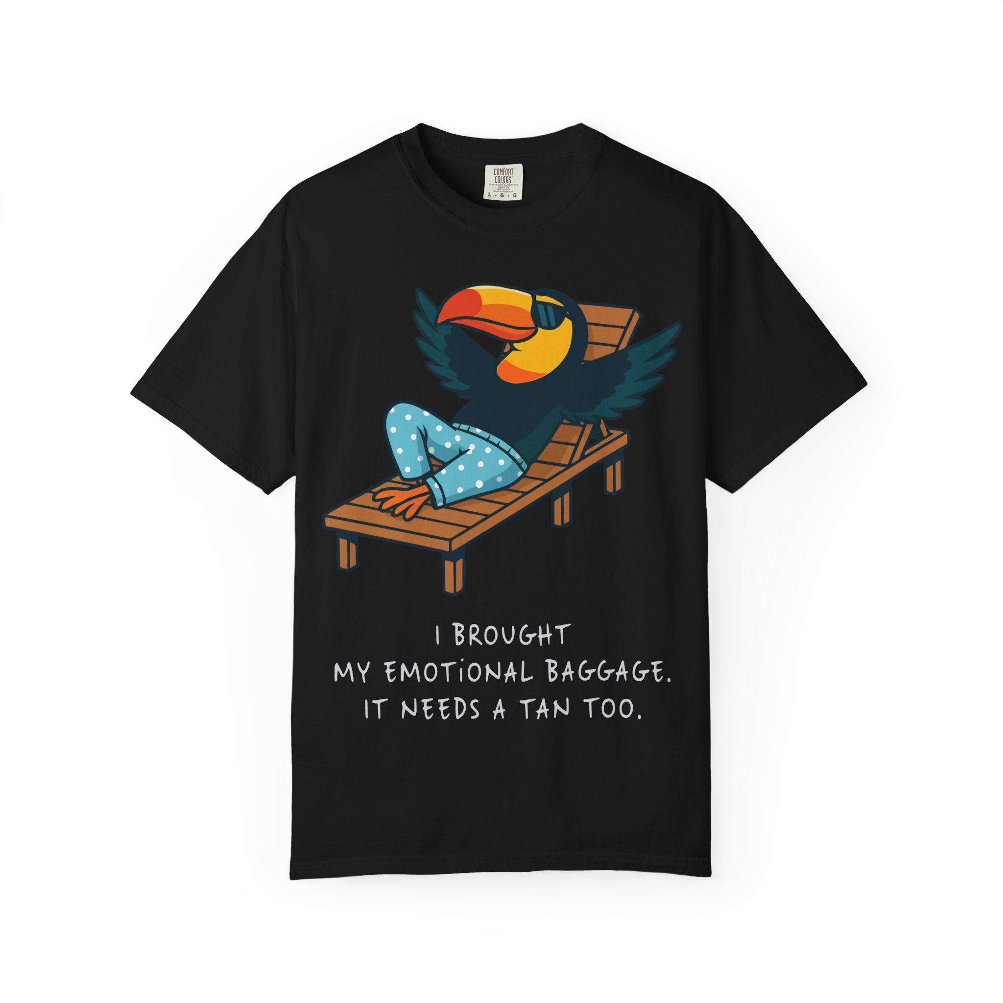 Front, Black Toucan Lounging T‑Shirt - Image 1