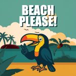Beach Please! Toucan Graphic T-Shirt - Image 3