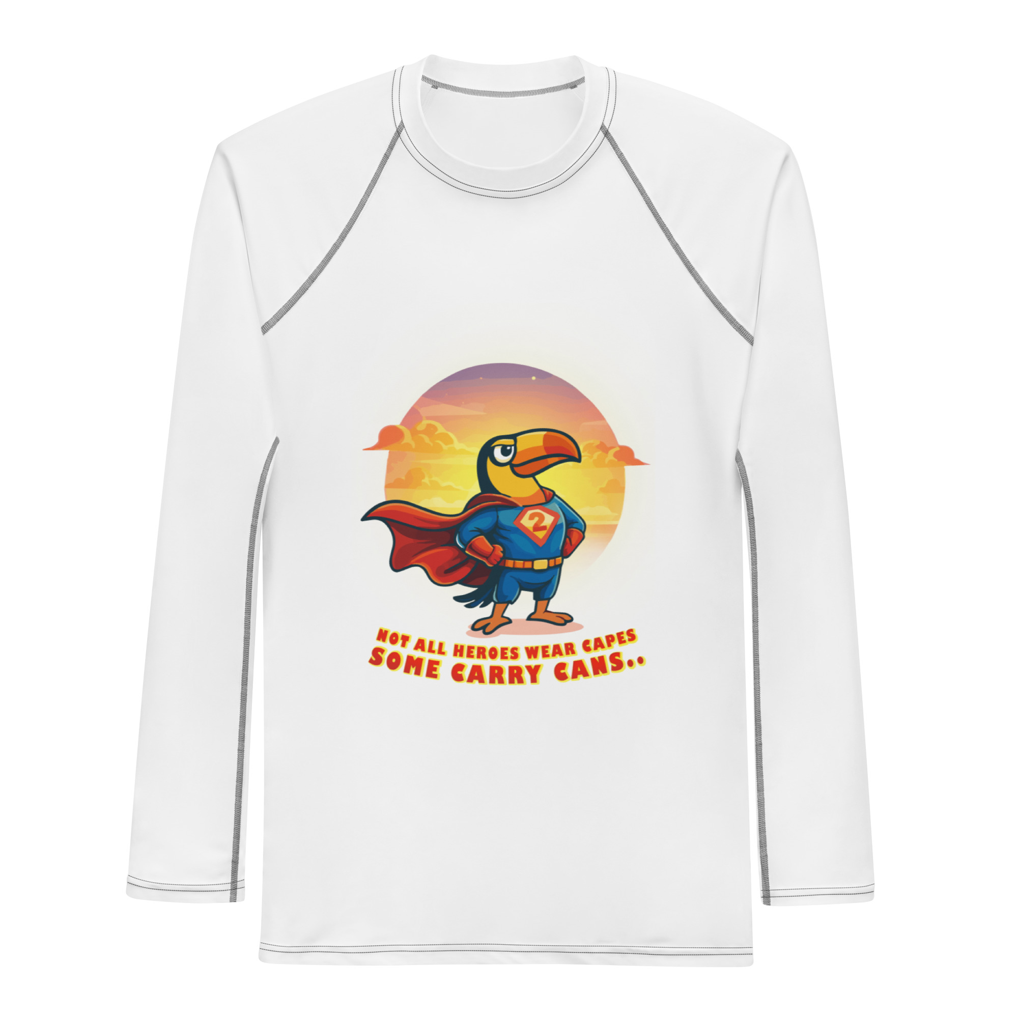 all-over-print-mens-rash-guard-white-front-699f6689bc47e.jpg Some Heroes Carry Cans - Image 1